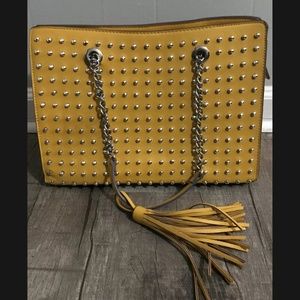CARLOS BY CARLOS SANTANA PURSE WITH CHAIN HANDLE AND STUDS GOOD PREOWNED SHAPE